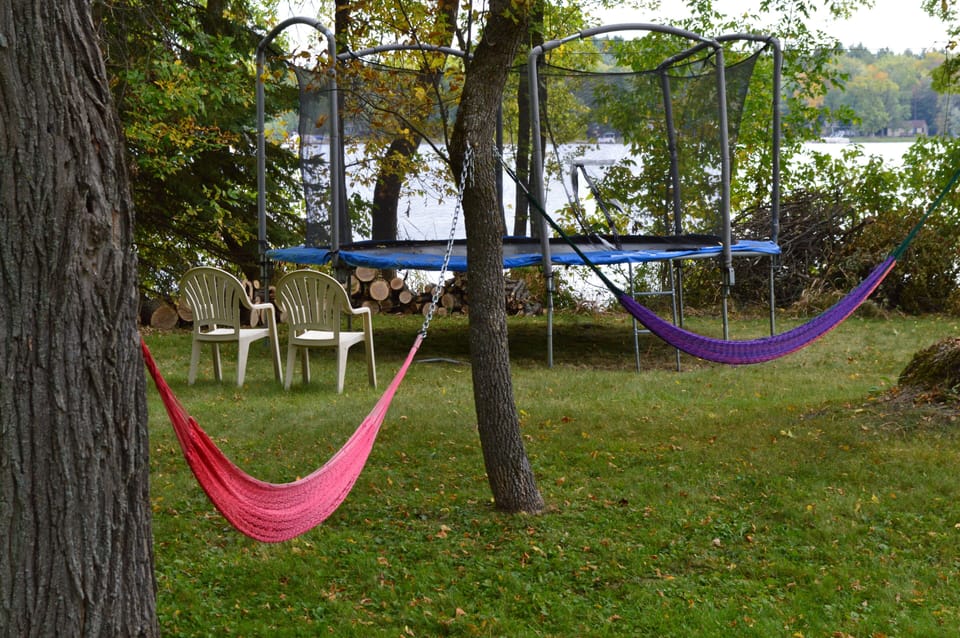 Hammocks and trampoline
