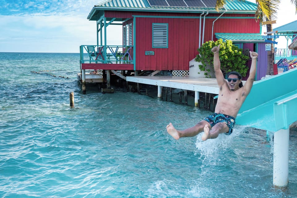 Slide directly into the warm Caribbean Sea from the island.