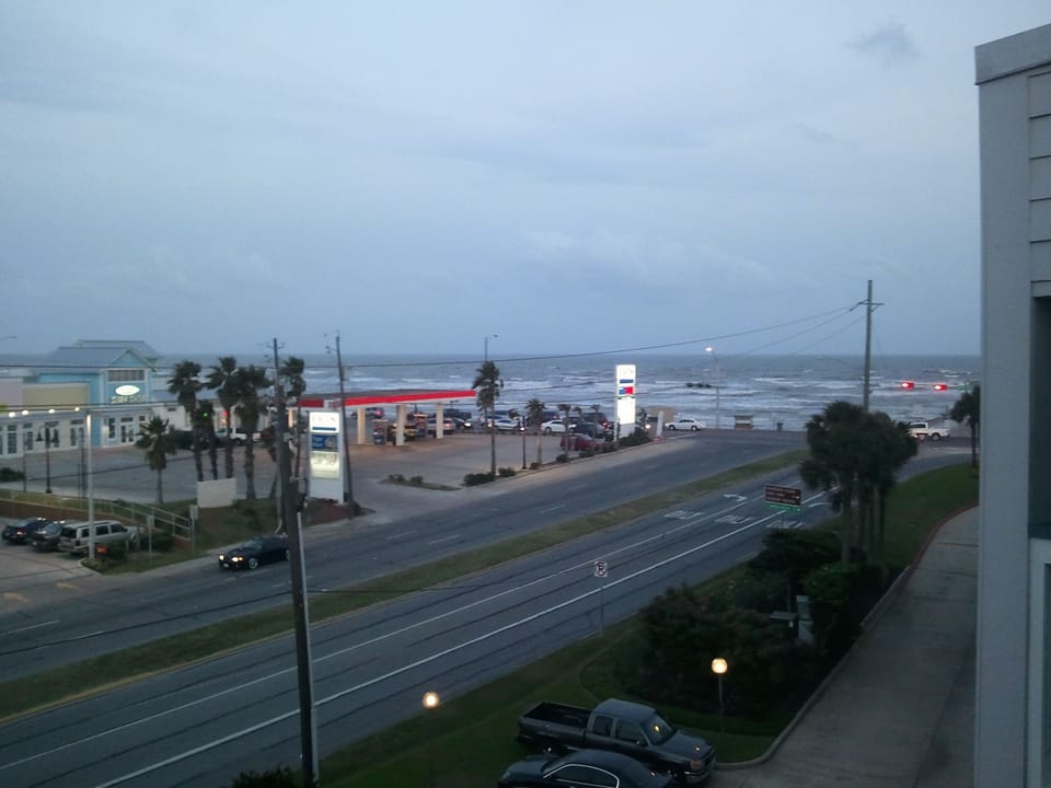 Beach view from balcony at sunset!