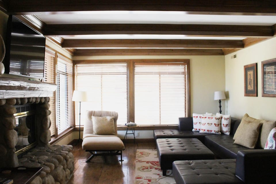 Condo, 2 Bedrooms (Silver Bear #36) | Living area | Flat-screen TV, fireplace, foosball, stereo
