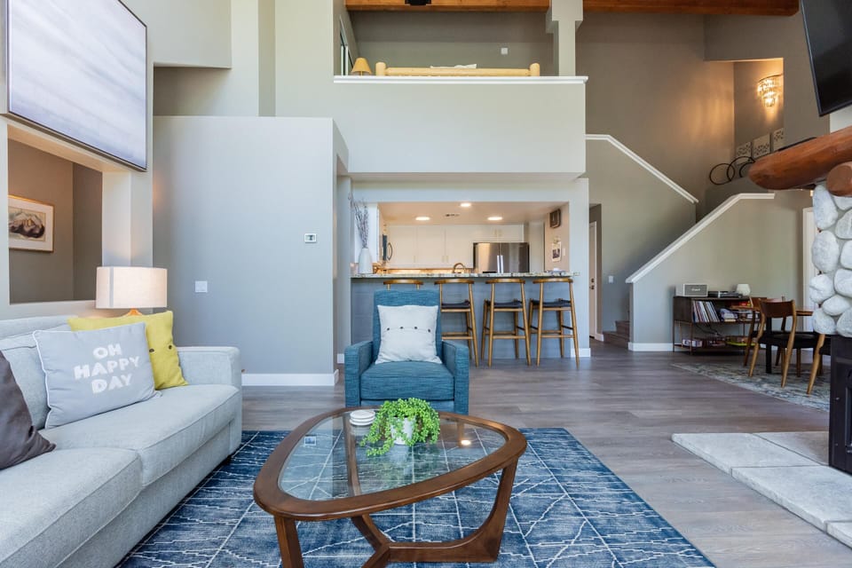 Condo, 3 Bedrooms, Mountain View (Snowcreek #888 Phase V) | Living area | Flat-screen TV, fireplace, DVD player