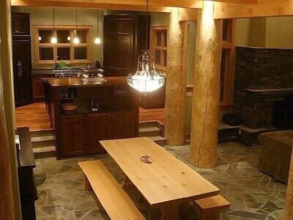 Dining Room with seating for 12, wet bar, wine fridge, chandelier, huge geode