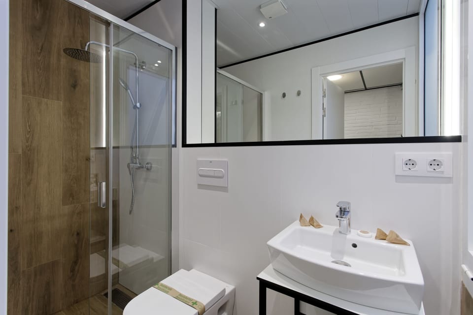 Small Twin Room without view | Bathroom | Shower, free toiletries, hair dryer, towels