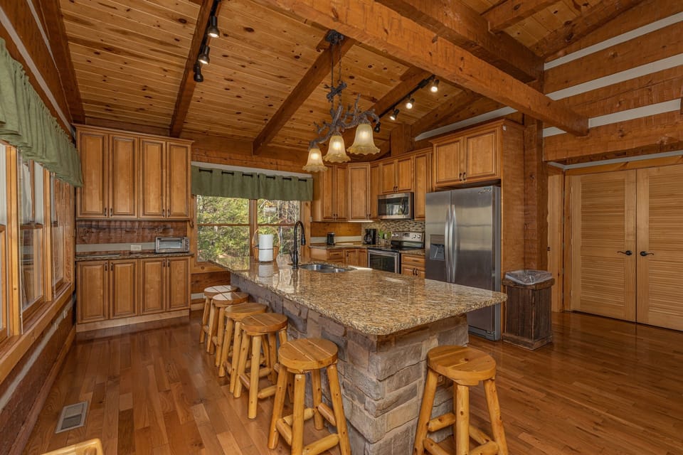 Open kitchen layout so you can cook while staying connected with your group