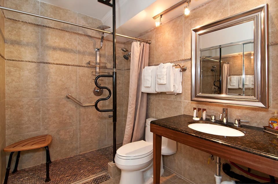 Roll-in shower and accessable sink