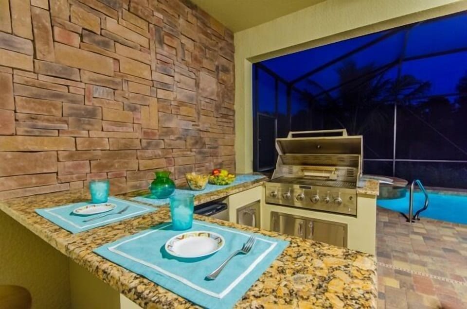 Your Custom Built Outdoor Summer Kitchen with 6 Burner KitchenAid Grill+Fridge.