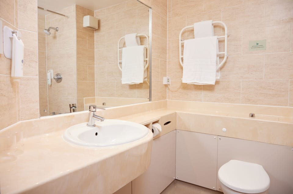 Twin Room | Bathroom | Hair dryer, towels