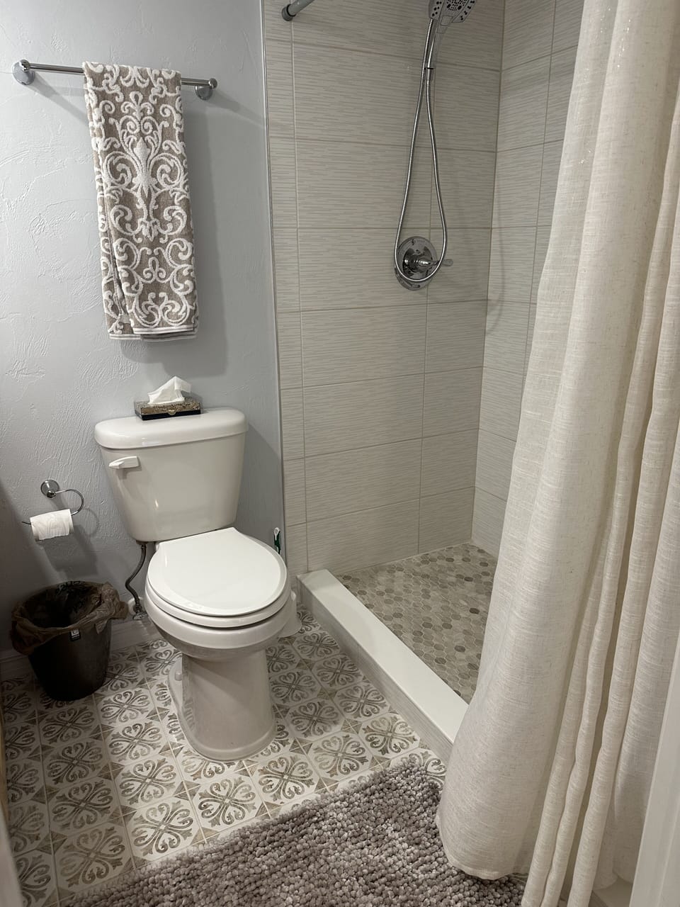 Master bath walk in shower. Handicap chair upon request