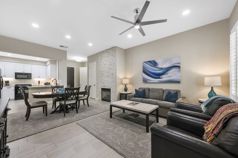 Living room and dining area
