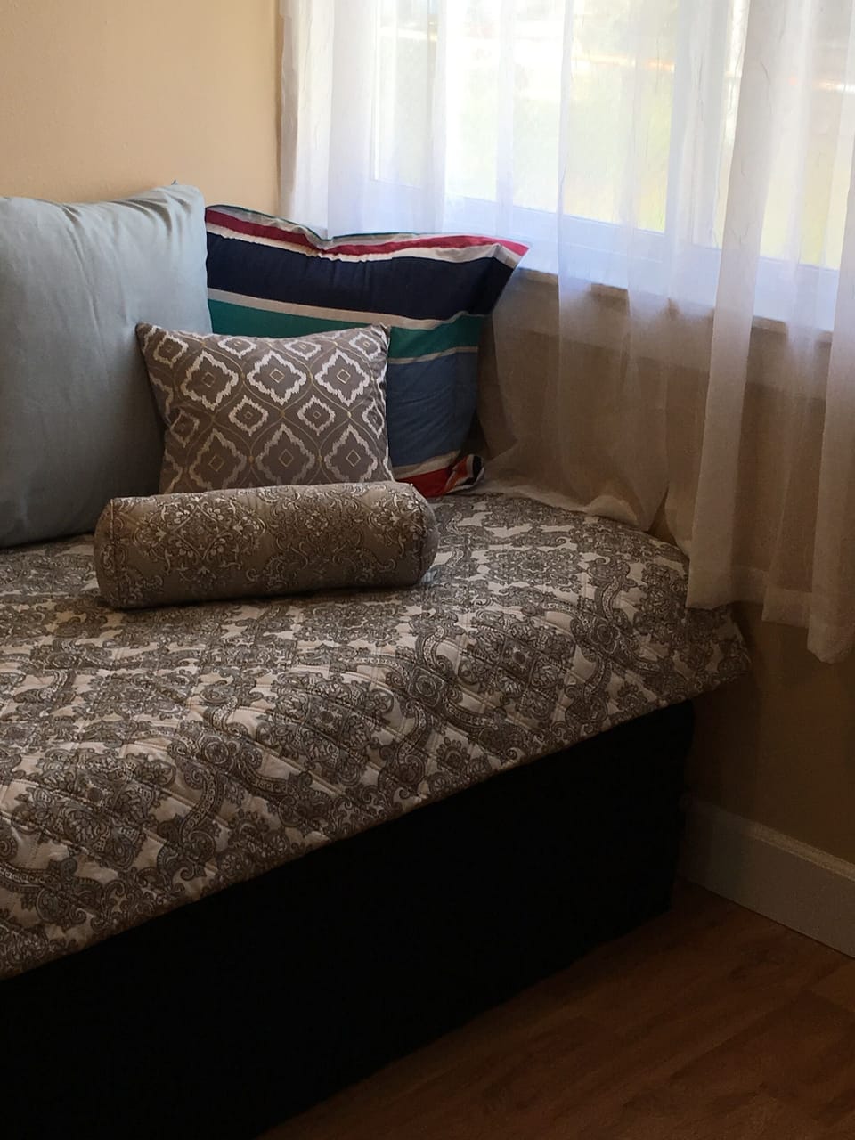 Twin bed in den