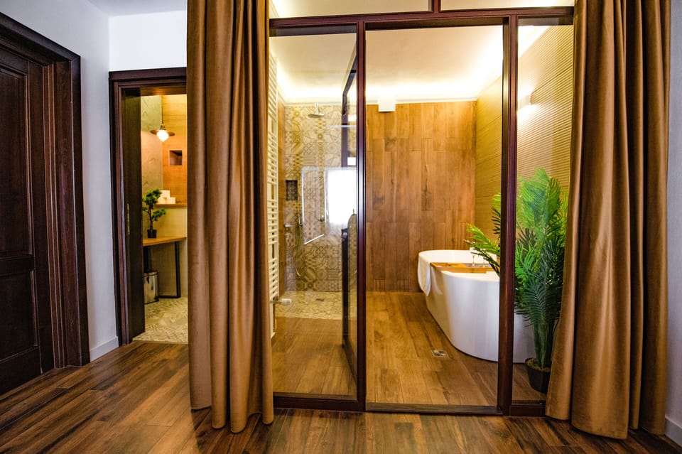 Deluxe Apartment | Bathroom | Free toiletries, hair dryer, towels