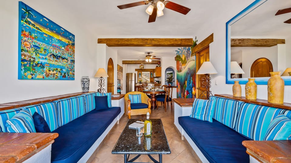 Comfortable living room space to play board games, watch TV, or read a book!