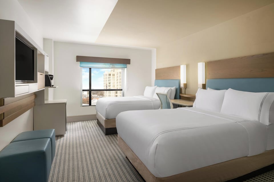 Newly Renovated 2 Double Beds Standard  Walk-In Shower | Premium bedding, in-room safe, desk, free cribs/infant beds