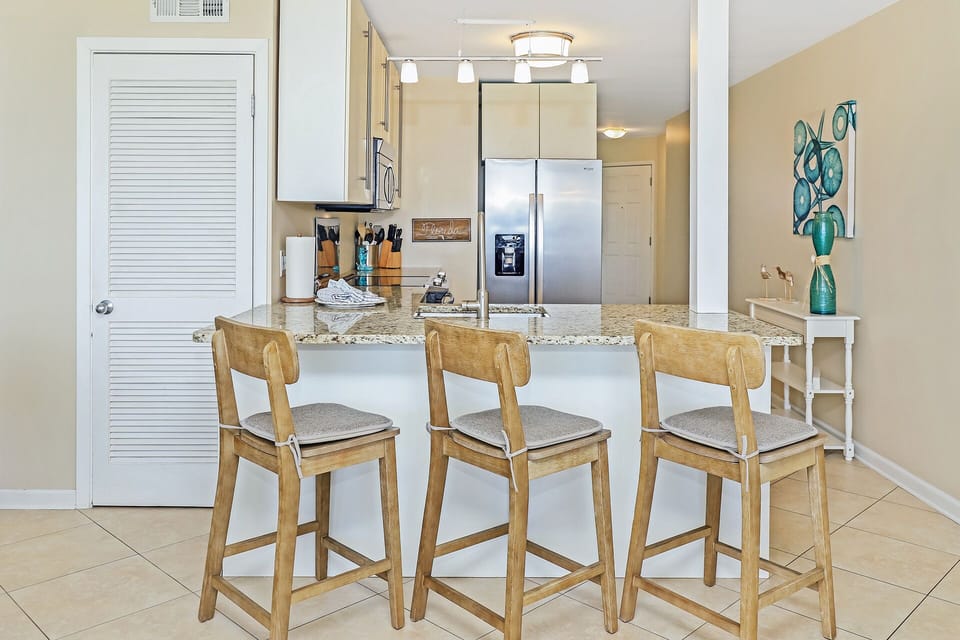 Bar seating for casual dining or watching the cook prepare. 