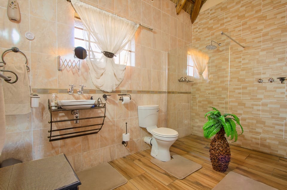 Shower, rainfall showerhead, towels