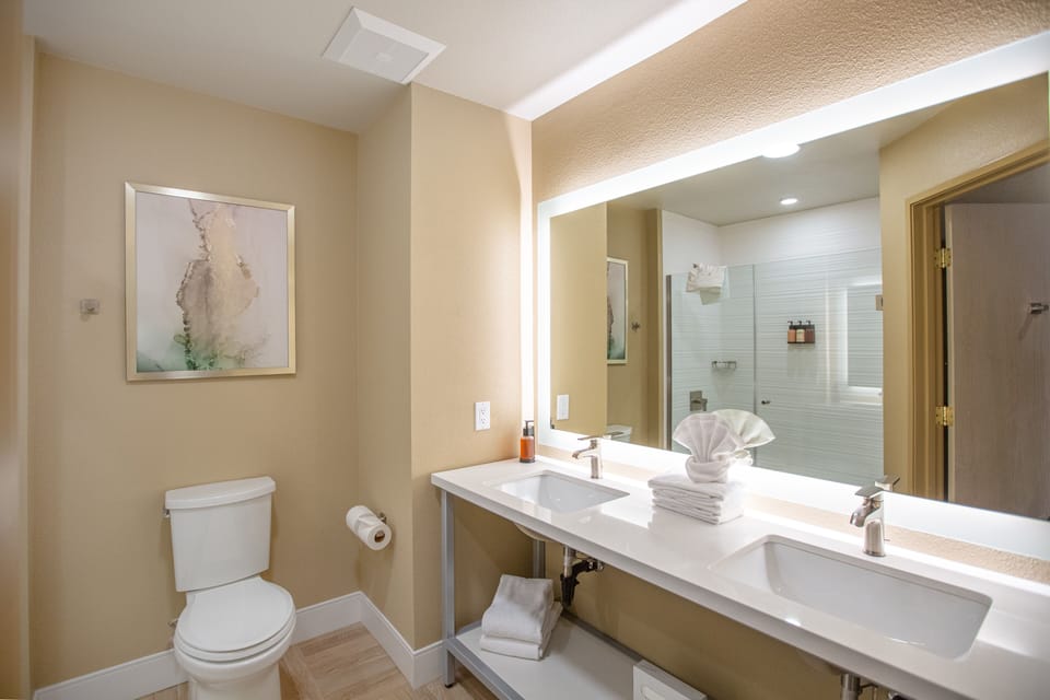 2 Room Suite | Bathroom | Designer toiletries, hair dryer, towels