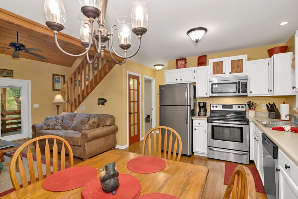 Fully stocked kitchen with SS appliances and everything you need to cook. 