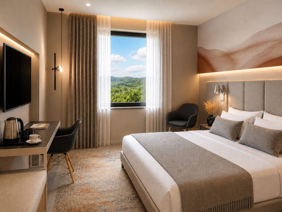 Panoramic Room, Mountain View | Egyptian cotton sheets, premium bedding, down comforters, minibar