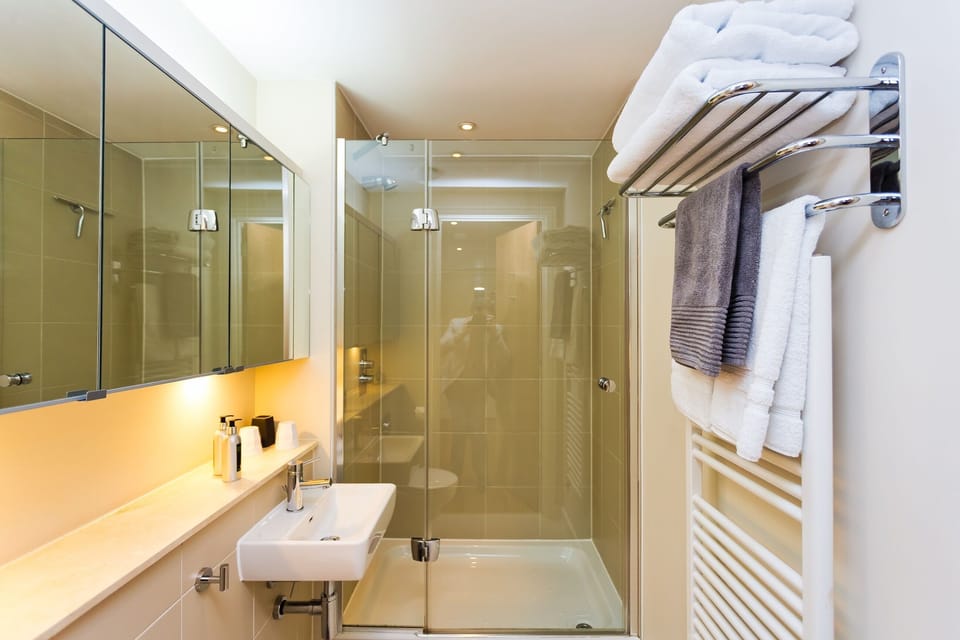 The large shower room is right next to bedroom 2