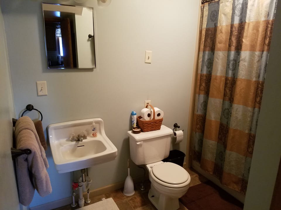 This is the full bathroom which is located on the first floor