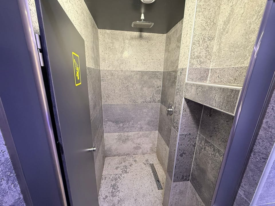 Shower, slippers, towels