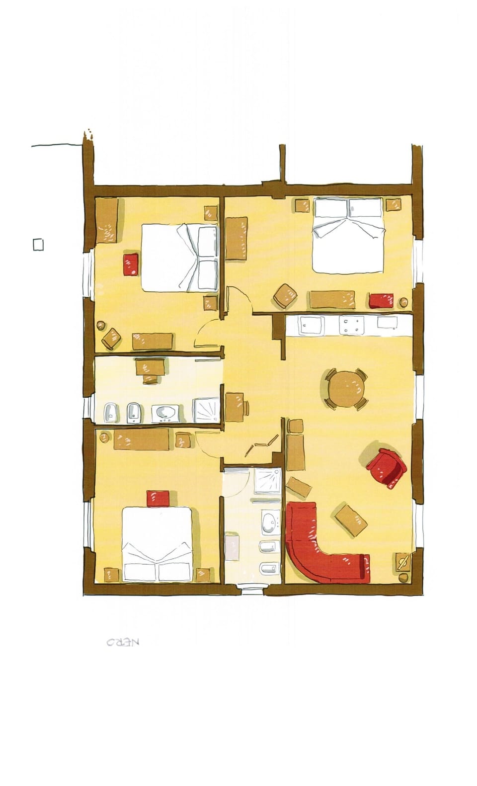 Apartment, Ensuite, Garden View (Nero) | Floor plan