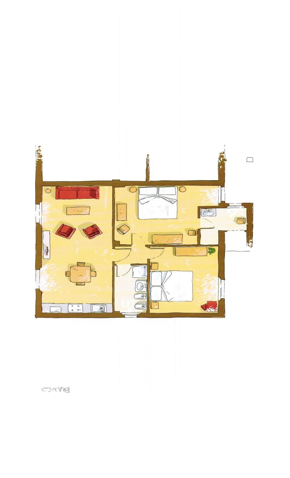 Exclusive Apartment, Ensuite, Garden View (Bianco) | Floor plan