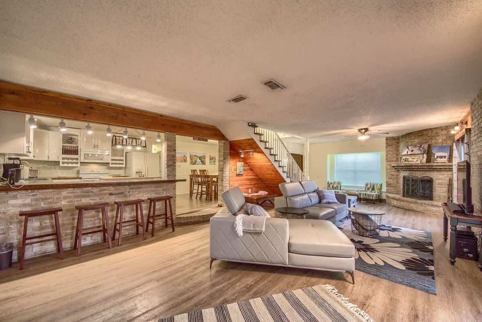 Living area is opens up to the main kitchen and dining rooms.