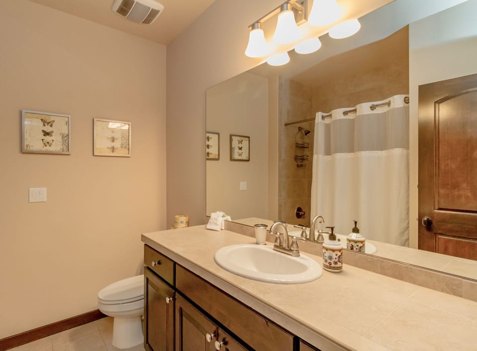 Cedar Crest Lodge in Suncadia - Guest bath just outside the Queen Bedroom in the basement