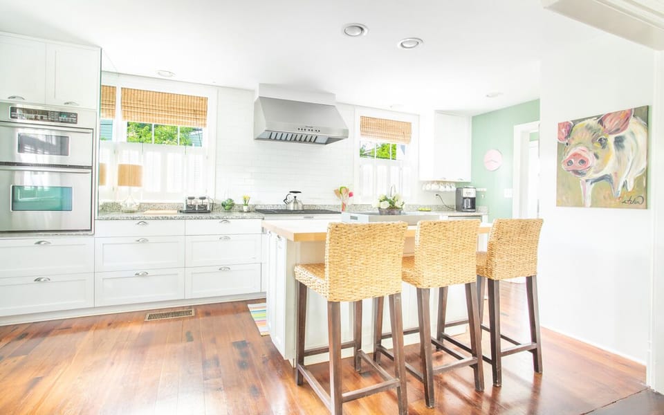 The open kitchen is perfect for entertaining and family gatherings.