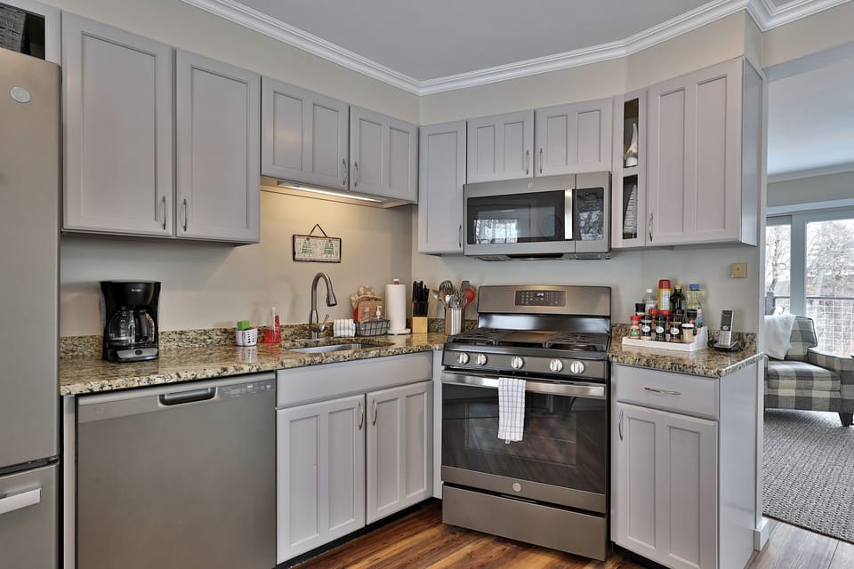 Propane stove in this spacious generously equipped kitchen to help make your cooking enjoyable.