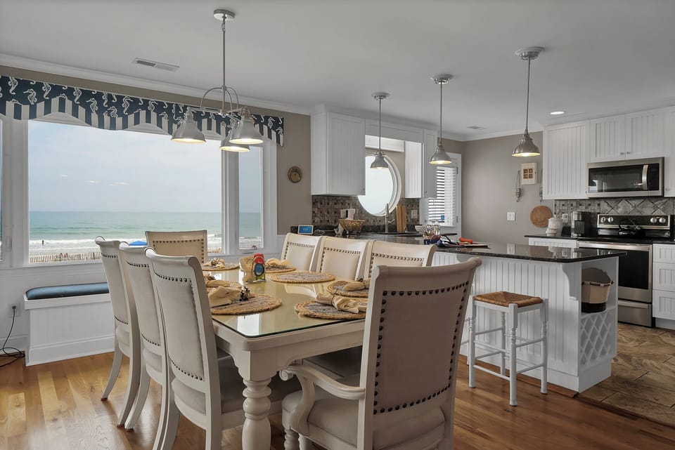 This cozy dining room offers a warm ambiance