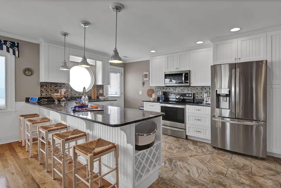 Kitchen with additional seating area