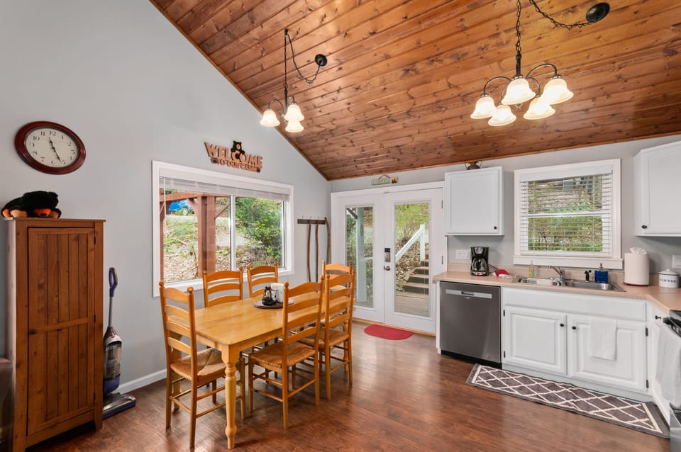 Fully stocked kitchen with SS appliances, eat in kitchen and lots of light. 