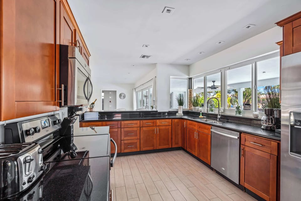 All stainless modern appliances