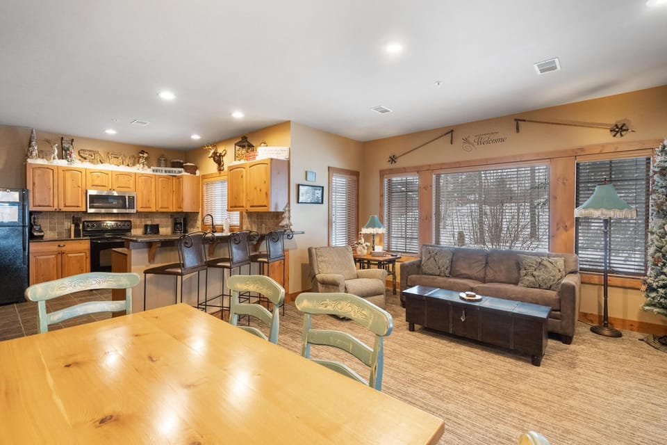 Living Room, Dining, & Kitchen