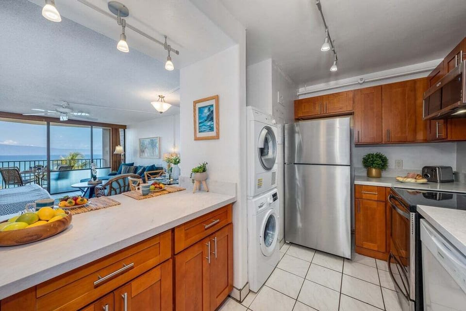 Washer and dryer located in the kitchen