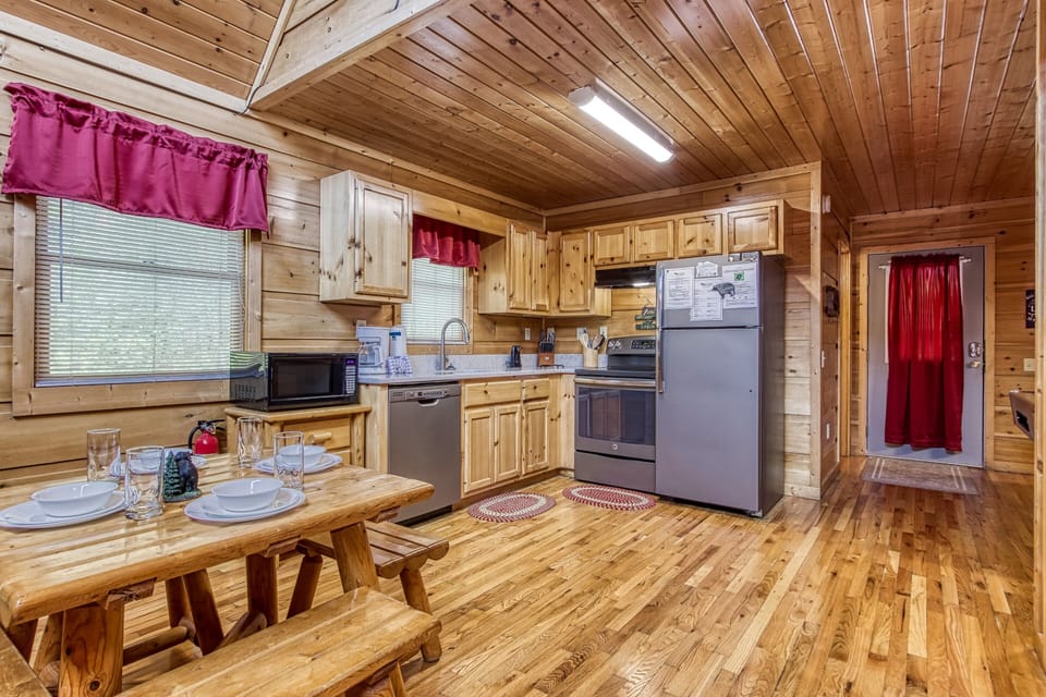 view of kitchen and dining area