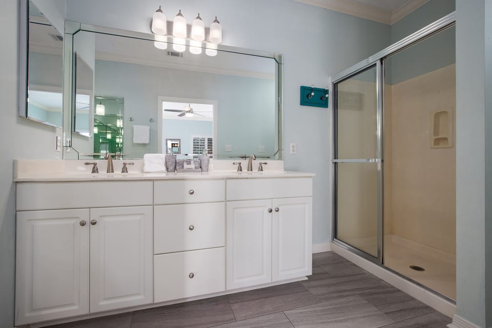 Master Bathroom with walk in shower and soaking tub