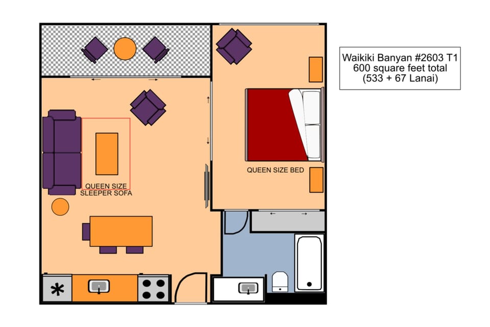Waikiki Banyan #2603-T1 Floor Plan