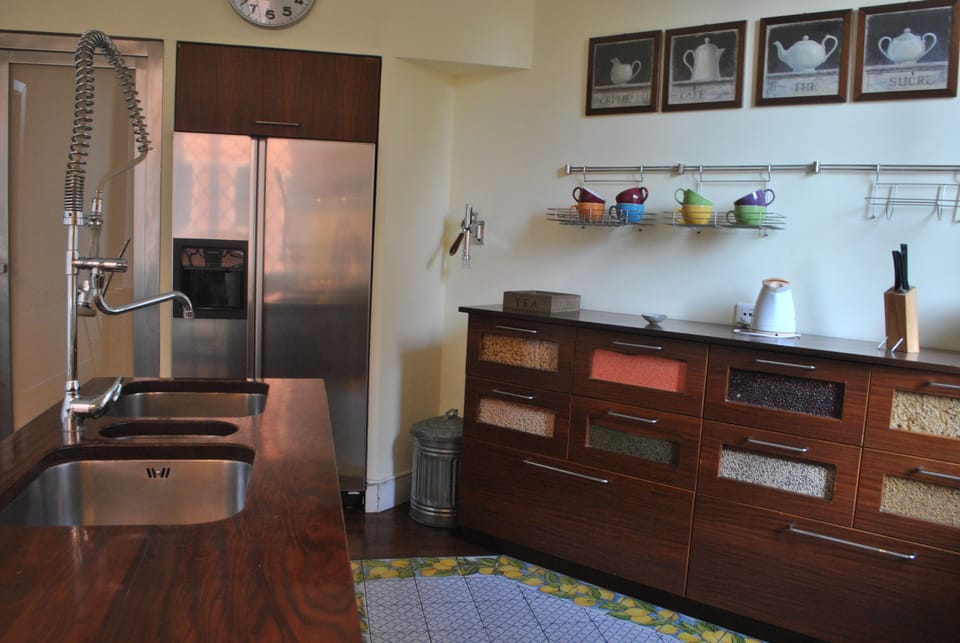 Shared fridge, microwave, highchair