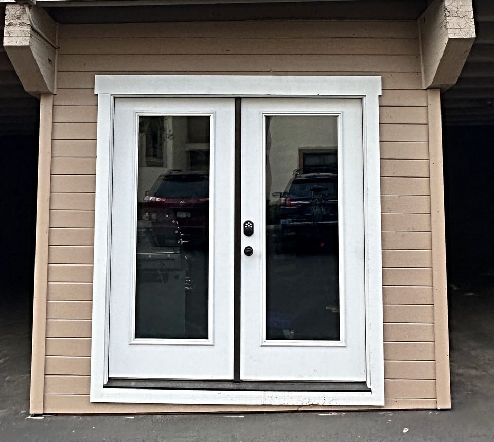 Ski locker for secure overnight storage.