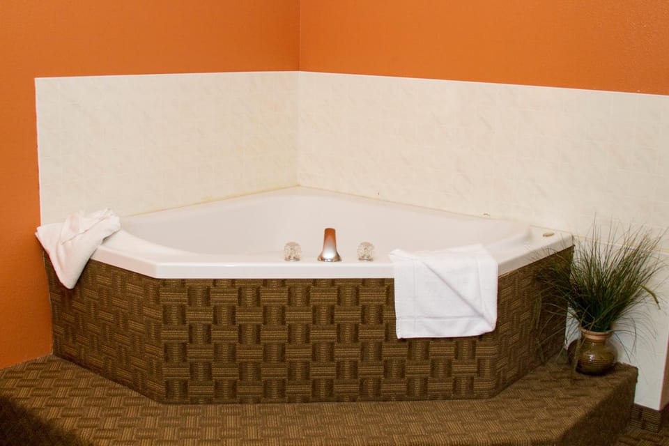 Combined shower/tub, deep soaking tub, hair dryer, towels