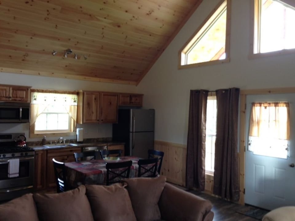 Cabin 1 Living Area, Kitchen and Front Wall
