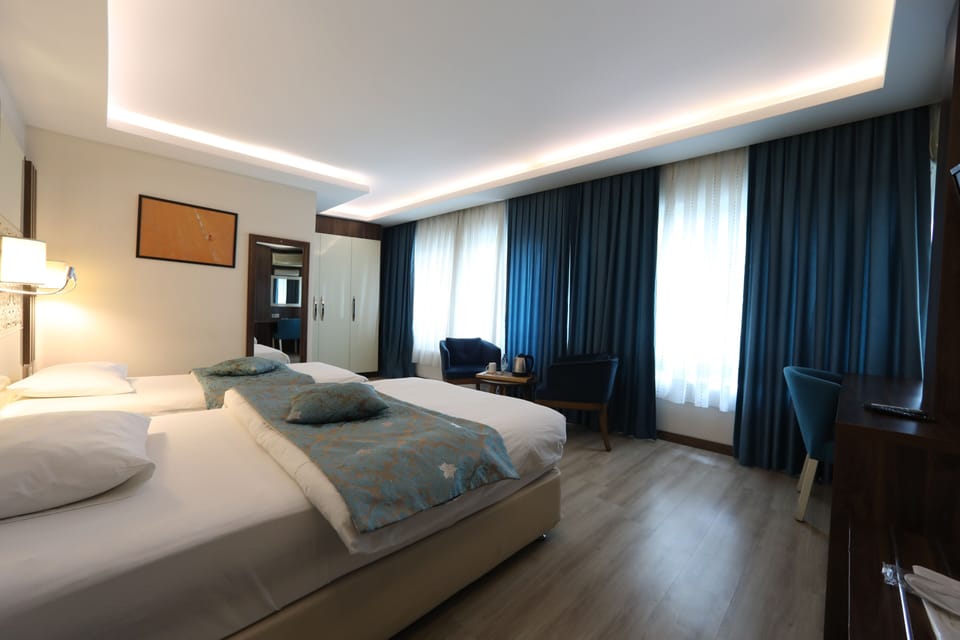 Premium bedding, minibar, desk, laptop workspace