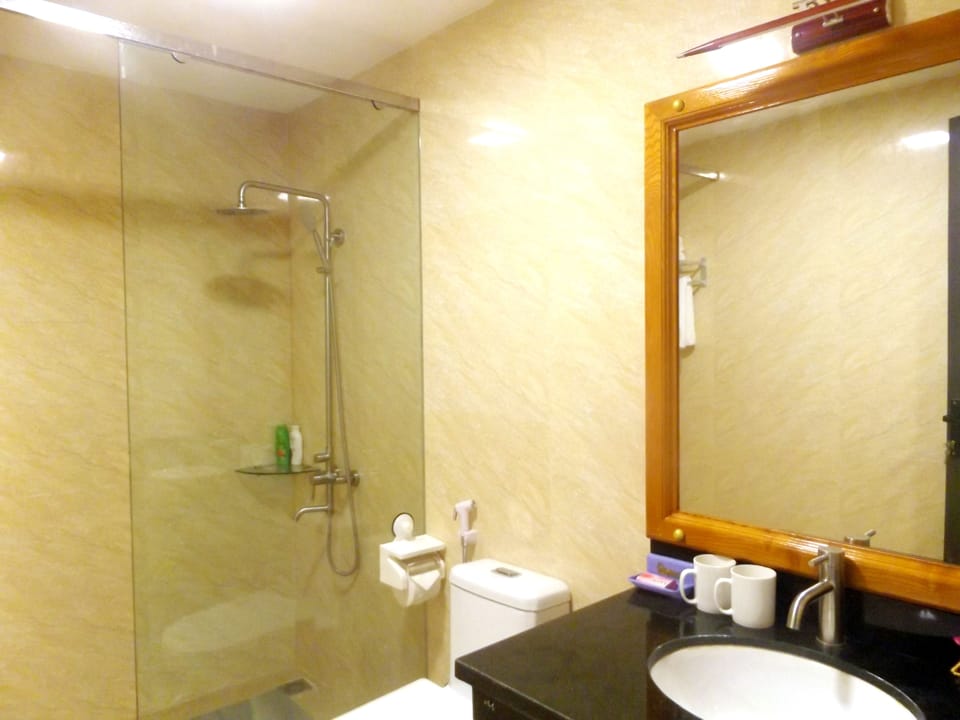 Deluxe Family Room, Mountain View | Bathroom | Shower, free toiletries, hair dryer, slippers