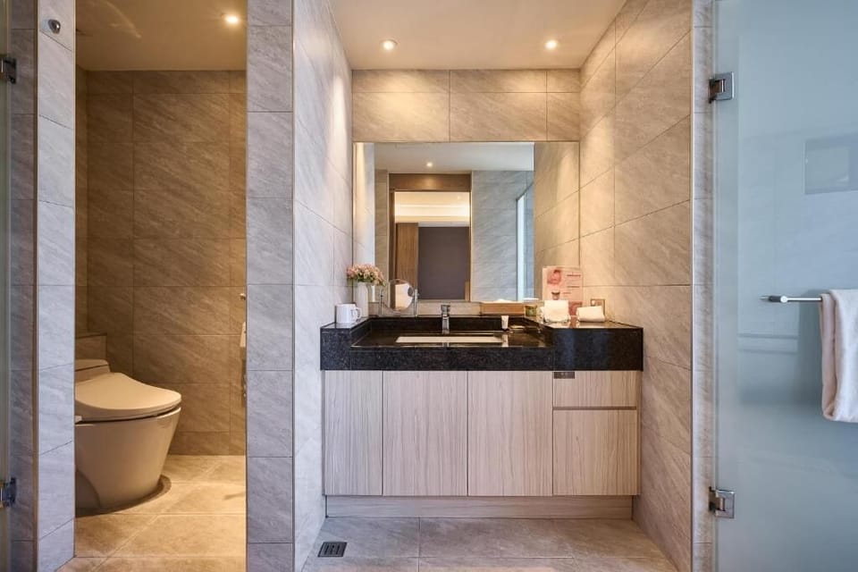 Separate tub and shower, spring water tub, hydromassage showerhead