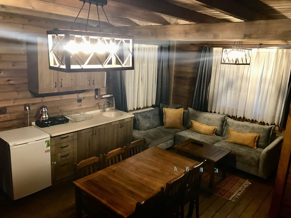 Junior Chalet, 1 Bedroom (4 Pax) | Living area | LCD TV, fireplace