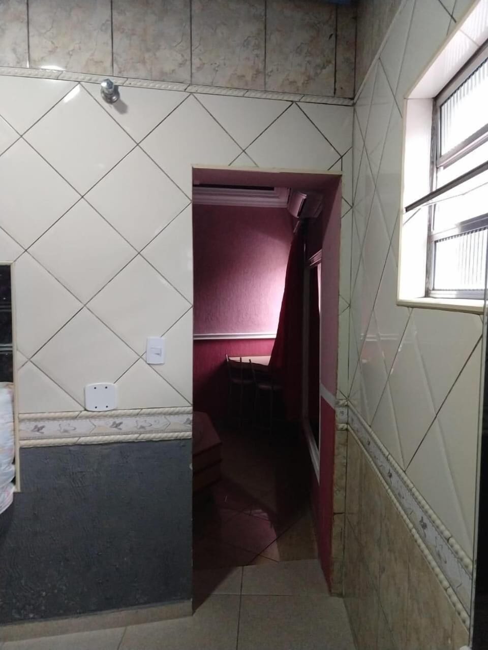 Shower, hair dryer, slippers, towels