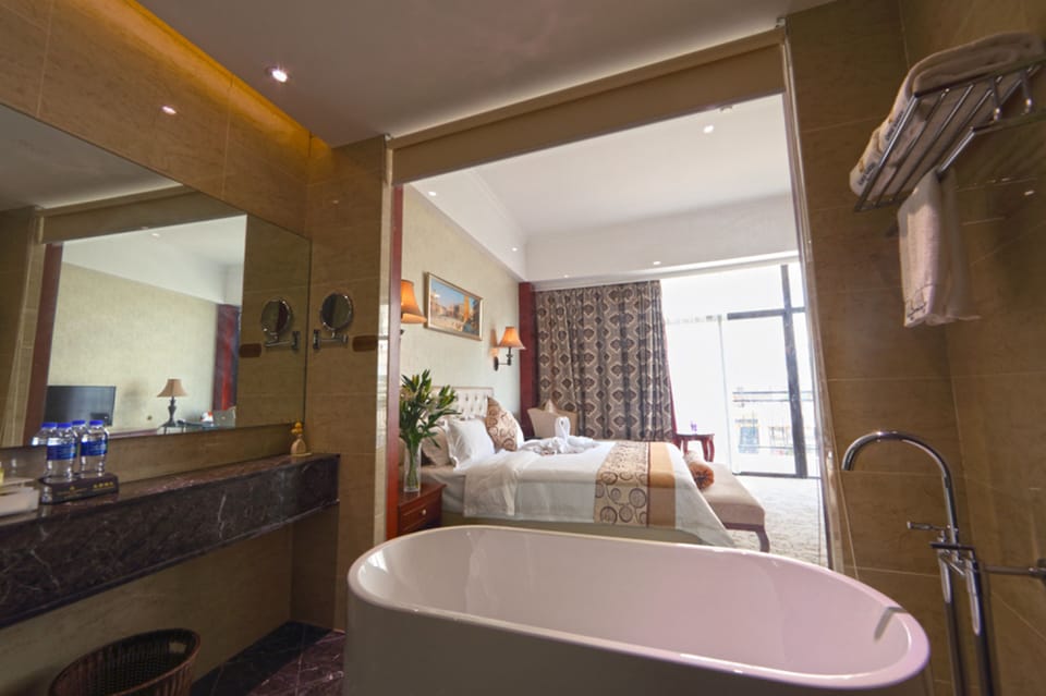 Shower, free toiletries, hair dryer, bathrobes